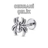 MORNEVA Cerrahi Çelik Taşsız Örümcek Helix Conch Tragus Kulak Piercingi (1 Adet)