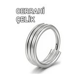 MORNEVA Cerrahi Çelik Tek Delikte Üçlü Halka Görünümlü Helix Conch Tragus Piercingi (1 Adet)