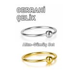 MORNEVA Cerrahi Çelik Toplu Düz Tam Halka Hızma Burun Piercingi (Altın-Gümüş Set)