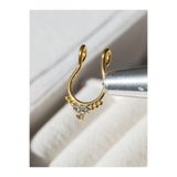 MORNEVA Deliksiz Çelik Çapraz Taşlı Sıkıştırma Fake Septum Burun Piercingi (altın Renk)