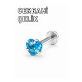 MORNEVA Mavi Cerrahi Çelik Kristal Taş Conch Lobe Helix Kıkırdak Tragus Piercingi (1 Adet)