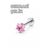 MORNEVA Pembe Yıldız Cerrahi Çelik Kristal Taş Conch Lobe Helix Kıkırdak Tragus Piercingi (1 Adet)
