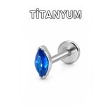 MORNEVA Titanyum Minik Badem Taşlı Kulak Dudak Labret Helix Conch Tragus Piercingi (1 Adet)