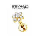 MORNEVA Titanyum Taşlı Çiçek Kıkırdak Kulak Helix Conch Tragus Piercingi (1 Adet)