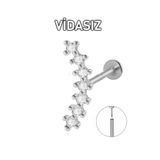 MORNEVA Vidasız Çelik Barlı Daire Taşlar Kıkırdak Kulak Helix Conch Tragus Piercingi (1 Adet)