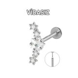 MORNEVA Vidasız Çelik Barlı Yıldızlar Kıkırdak Kulak Helix Conch Tragus Piercingi (1 Adet)