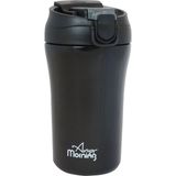 Morning 400 ml Paslanmaz Çelik Termos Mug, Çift Işlevli Sızdırmaz Kapaklı, Siyah SI232021