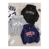 MORNİNG KİDS Erkek-Kız Çocuk 3'lü Paket Kapşonlu Brooklyn-NewYork-LosAngeles Baskılı Sweatshirt (SİYAHGRİLACİ)