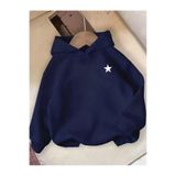 MORNİNG KİDS Kız Çocuk Kapşonlu YILDIZ Baskılı Lacivert Sweatshirt