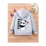 MORNİNG KİDS Kız Çocuk Sevimli PANDA Baskılı GRİ Fermuarlı Hırka