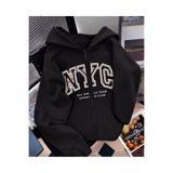MORNİNG KİDS Kız Çocuk Siyah NYC Baskılı Kapşonlu Fermuarlı Hırka