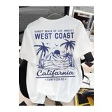 MORNİNG KİDS Kız Çocuk West Coast California Sırt Baskılı Beyaz Penye Tişört
