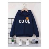 MORNİNG KİDS Kız-Erkek Çocuk Lacivert Kapşonlu Şardonlu Cool Ayıcık Baskılı Fermuarlı Hırka