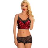 Morotonom Bordo Saten Dantelli Babydoll Şortlu Takım - 288