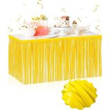 Morotonom Kendinden Yapışkanlı Makaron Sarı Püsküllü Masa Eteği – 75 X 275 Cm Parti Süslemesi