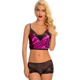 Morotonom Mor Saten Dantelli Babydoll Şortlu Takım - 287