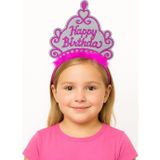 Morotonom Pembe Happy Birthday Prenses Tacı – Doğum Günü Taç Aksesuarı