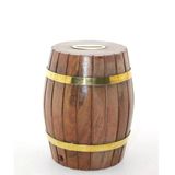 Morotonom Pirinç Ahşap Fıçı Kumbara 12.5 Cm Wb535