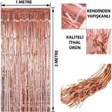 Morotonom Rose Gold Püsküllü Kapı Perdesi - Parti, Bekarlığa Veda, Doğum Günü 1x2 M