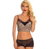 Morotonom Vizon Saten Dantelli Babydoll Şortlu Takım - 289