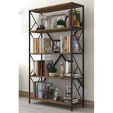 Morpanya Aural Dekoratif 5 Raf Kitaplık Metal Kitaplık Dosya Kitap Raf Ofis Salon Raf 90x180cm Ceviz