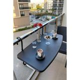 Morpanya Consept Siyah Metal Askılı Balkon masası Katlanabilir Bahçe Masası 80 x 40 cm Pratik Kullanım Sunar