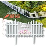 Morpanya Dekoratif Bahçe Çiti Plastik Beyaz Çit Peyzaj Koruma Panel 2.36 mt 4 Adet