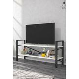 Morpanya Metal TV Sehpası Beyaz Modern Tasarım Raflı TV Ünitesi 120 cm Genişlik 60 cm Yükseklik MP119