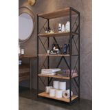 Morpanya Mony Metal 5 Raflı Banyo Düzenleyici Raf Deterjan Havlu Rafı Havluluk 150 Cm Ceviz