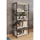 Morpanya Sera Metal Kitaplık 5 Raflı Çok Amaçlı Dosya Kitap Rafı Ofis Salon Raf 150 Cm Açık Beyaz