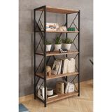Morpanya Serra Metal Kitaplık 5 Raflı Çok Amaçlı Dosya Kitap Rafı Ofis Salon Mutfak Raf 150 Cm