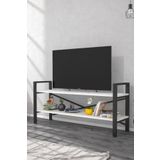 Morpanya Smart Tv Sehpası Raflı Tv Ünitesi Metal Kitaplıklı Televizyon Sehpası Lcd Masa Sehpa Beyaz