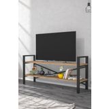 Morpanya Smart Tv Sehpası Raflı Tv Ünitesi Metal Kitaplıklı Televizyon Sehpası Lcd Masa Sehpa Ceviz