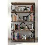 Morpanya Ural 5 Raflı Geniş Metal Kitaplık Dosya Kitap Rafı Ofis Salon Metal Raf 90X180 Siyah Ceviz