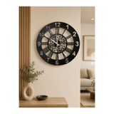 MORPELA 40 Cm Siyah Dekoratif Duvar Saati Sessiz Akar Mekanizma Modern MDF Salon Mutfak Ofis Duvar Saati