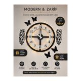 MORPELA Dekoratif LED Işıklı Duvar Saati – 45 cm çapında Modern Sessiz Duvar Saati | Kelebek ve Çiçek Hediyeli