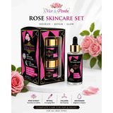 Mor&Pembe Rose Skincare Set, Gündüz ve Gece Yüz Kremi, Retinol Anti-Aging Serum, Kolajen, Niacinamide, Hyaluronik Asit