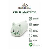MORPHELLO Kedi Silindir Yastık 15x35 cm – Organik Pamuklu, Yıkanabilir, Silikon Boncuk Elyaf Dolgulu Uyku ve Sarılma Yastığı