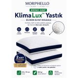 Morphello Klimalux Birinci Sınıf Klimalı Yastık 50x70 Cm 800 Gr Silikon Elyaf Dolgulu Nefes Alan Yan Spacer Makinede Yıkanabilir 2 Adet Beyaz-lacivert Spacer