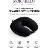 Morphello Visco Memory Foam Seyahat Boyun Yastığı Ortopedik Destekli Yıkanabilir Kılıflı Uçak ve Yolculuk Yastığı - Siyah - 30 x 28 cm