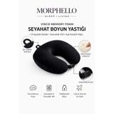 Morphello Visco Seyahat Boyun Yastığı Klipsli, Yıkanabilir Kılıflı Ortopedik U Boyun Yastığı Siyah