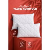 Morpheus Home %100 Pamuk Kapitoneli 2'li Yastık Alezi Koruyucu Kılıf Fermuarlı Terletmeyen 50x70 cm