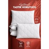 Morpheus Home %100 Pamuk Kapitoneli 4’lü Yastık Alezi Koruyucu Kılıf Fermuarlı Terletmeyen 50x70 cm