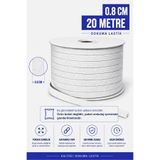 Morpheus Home Lastik Çamaşır Don Etek Bel Paça Bebe Lastiği Yassı Yumuşak 0.8 Cm Beyaz 20 Metre