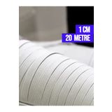 Morpheus Home Lastik Çamaşır Don Etek Bel Paça Bebe Lastiği Yassı Yumuşak 1 Cm Beyaz 20 Metre