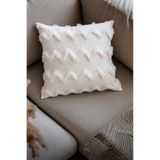 Morpheus Home Modern Kırlent Kılıfı Çift Taraflı Dekoratif Koltuk Yastık Kılıfı Zikzak Desen Ekru, Premium Şönil Kumaş