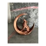 Morpiko Modern Dekoratif Bronz Dolunay Kurt Heykeli - Kurt Biblosu 12 cm