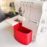 Morpiko Overlok Makinesi Atık Kutusu – Singer 14SH654, 14SH754, 14HD854, HD0405S, S010L Modelleriyle Uyumlu – İplik ve Kumaş Artıkları İçin 3D Yazıcı Üretimi Çöp Kutusu, Kırmızı, XL