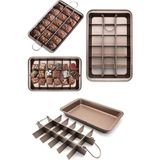 Morponi 18 Bölmeli Brownie Kek Kalıbı Paslanmaz Çelik Yanmaz Yapışmaz Kek Kalıbı Fırın Tepsisi - 30 cm