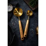 morponi 2'li Ahşap Saplı Ölçü Kaşığı 8 ml- 25 ml Gold